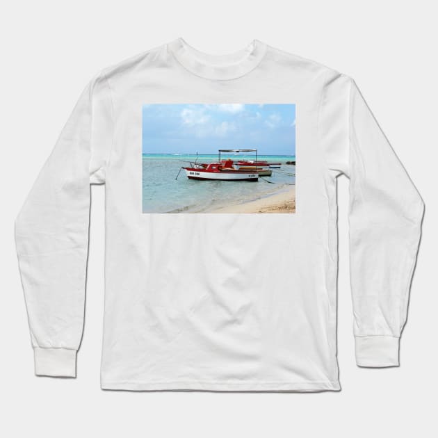 Welcome to Aruba, fishing boats tied up. Long Sleeve T-Shirt by tgass